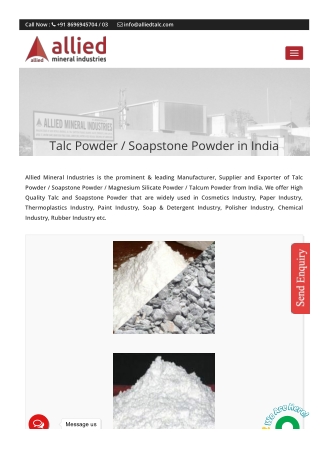 Top Supplier of Talc Powder in India | Best talc powder supplier in India