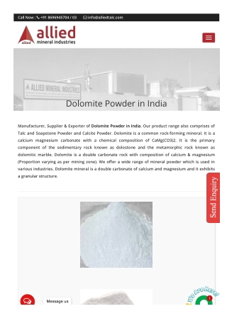 Top Supplier of Dolomite | Supplier of Dolomite in Udaipur, India