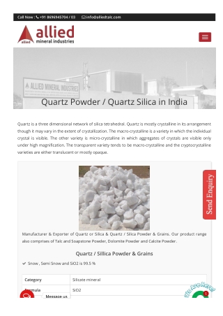 Supplier of Quartz Powder in India | Quartz powder manufacturer in India