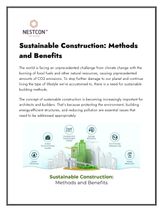 Sustainable Construction Methods and Benefits