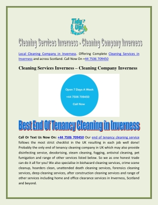 Cleaning Services Inverness - Cleaning Company Inverness