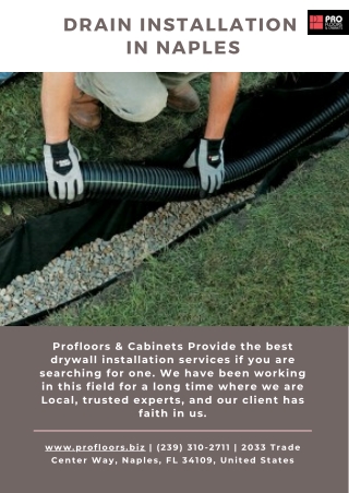 Drain Installation Services Are Available From Profloors & Cabinets