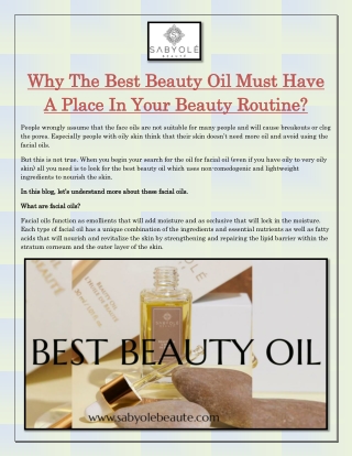 Why The Best Beauty Oil Must Have A Place In Your Beauty Routine