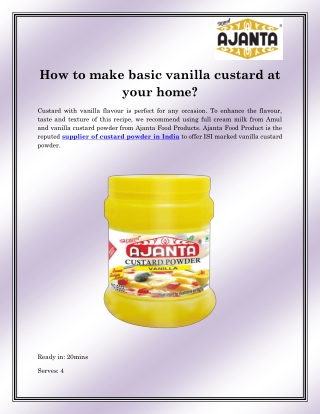Vanilla Custard Powder supplier in Delhi