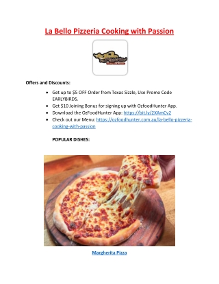 $5 off - La Bello Pizzeria | Faulconbridge Pizza, NSW