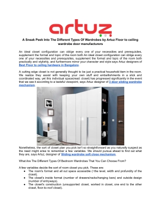 A Sneak Peek Into The Different Types Of Wardrobes by Artuz Floor to ceiling wardrobe door manufacturers