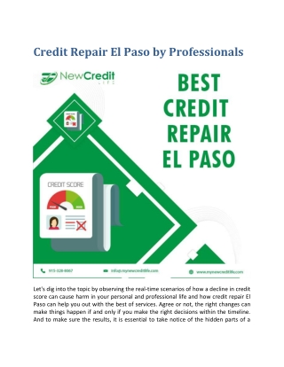 Credit Repair El Paso by Professionals