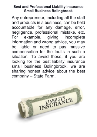 Best and Professional Liability Insurance Small Business Bolingbrook