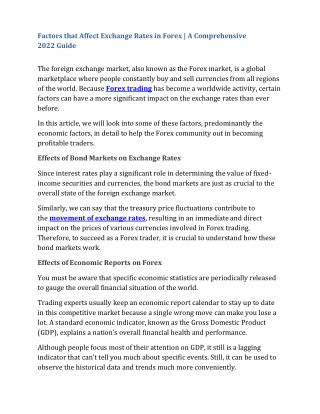 Factors that Affect Exchange Rates in Forex - A Comprehensive 2022 Guide