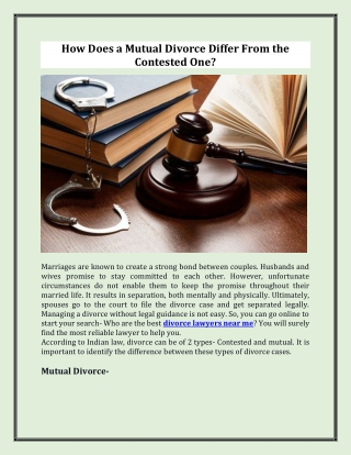 How does a Mutual Divorce Differ from the Contested One