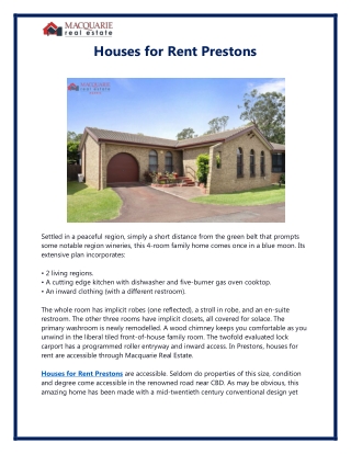 Houses for Rent Prestons