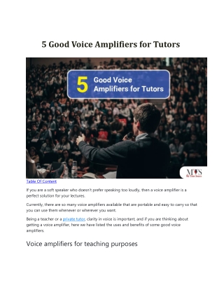 5 Good Voice Amplifiers for Tutors