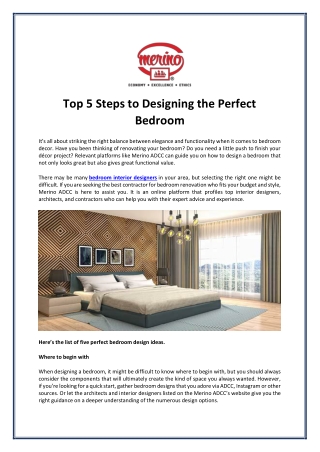 Top 5 Steps to Designing the Perfect Bedroom