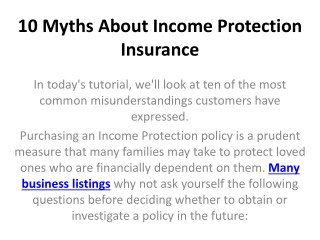 10 Myths About Income Protection Insurance