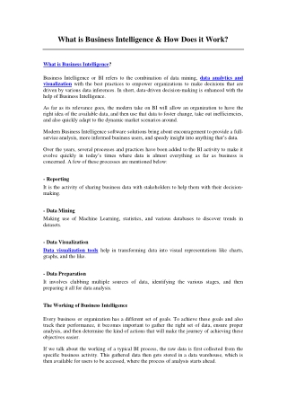 What is Business Intelligence & How Does it Work