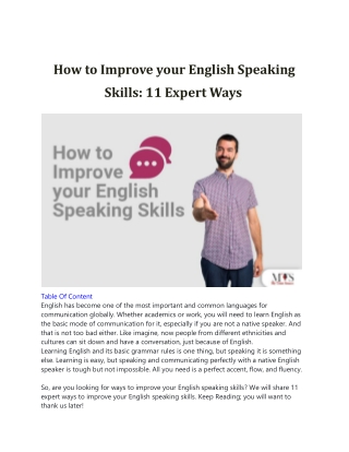 How to Improve your English Speaking Skills