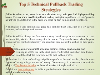 Top 5 Technical Pullback Trading Strategies