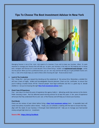 Tips To Choose The Best Investment Advisor In New York