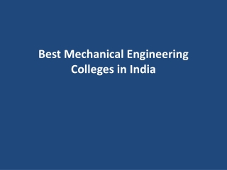 Best Mechanical Engineering Colleges in India