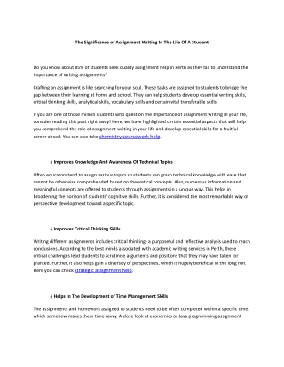 The Significance of Assignment Writing In The Life Of A Student
