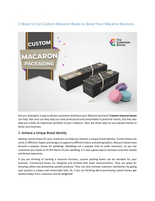 3 Ways to Use Custom Macaron Boxes to Boost Your Macaron Business