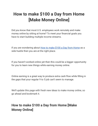 How to make $100 a Day from Home [Make Money Online]