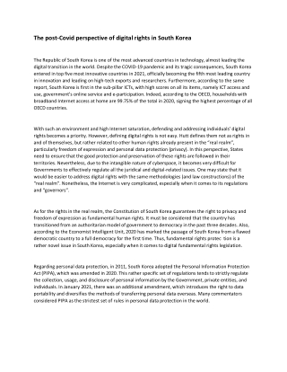 The post-Covid perspective of digital rights in South Korea