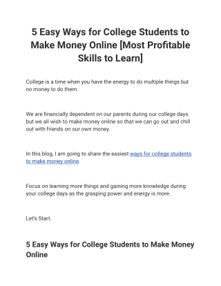 5 Easy Ways for College Students to Make Money Online [Most Profitable Skills to Learn]