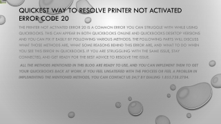 A quick and easy guide to fix  Printer Not Activated Error code 20