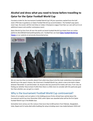 Alcohol and dress what you need to know before travelling to Qatar for the Qatar Football World Cup
