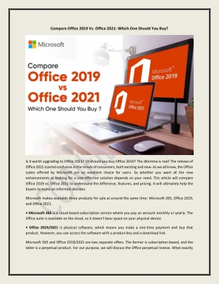 Compare Office 2019 Vs. Office 2021: Which One Should You Buy?