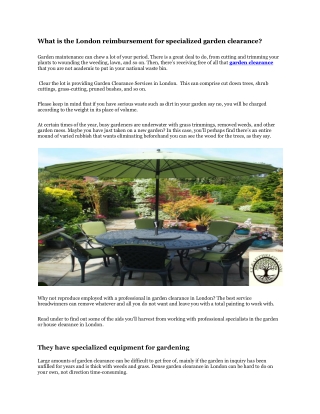 What is the London Reimbursement for Specialized Garden Clearance (1)