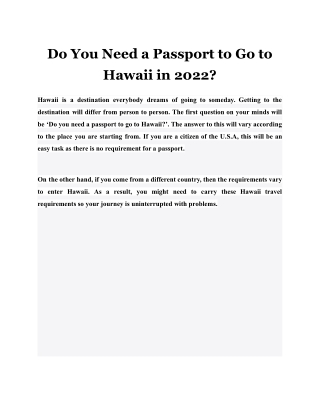 Do You Need a Passport to Go to Hawaii in 2022?