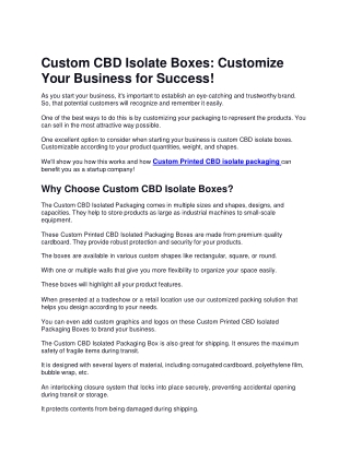 Custom CBD Isolate Boxes: Customize Your Business for Success!