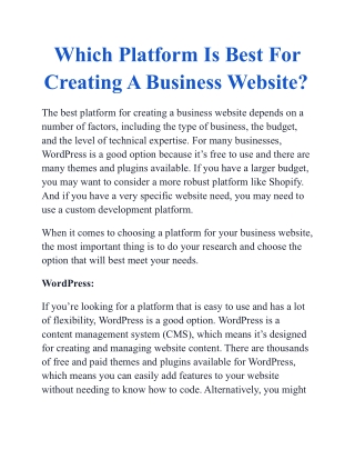 Which Platform Is Best For Creating A Business Website