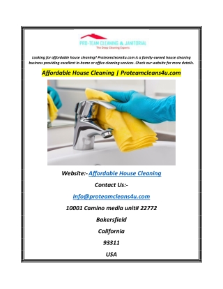 Affordable House Cleaning  Proteamcleans4u.com