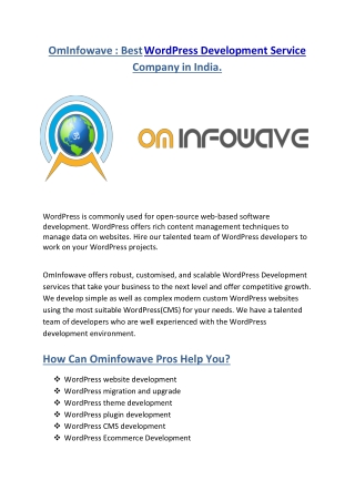 Best WordPress Development service in India. - OmInfowave