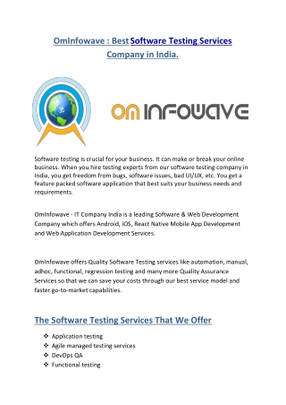 Best Software Testing Services in India. - OmInfowave