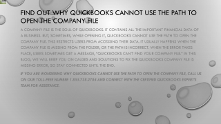 Why is your QuickBooks cannot use the path to open the company file and how to f