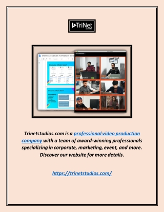 Professional Video Production Company | Trinetstudios.com