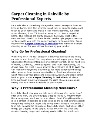 Carpet Cleaning in Oakville by Professional Experts