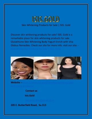 Skin Whitening Products for Sale Isis.gold