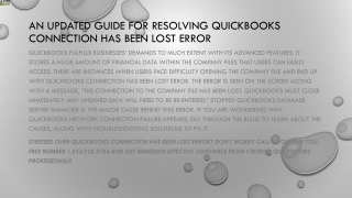 Best ever method to fix QuickBooks Connection Has Been Lost error