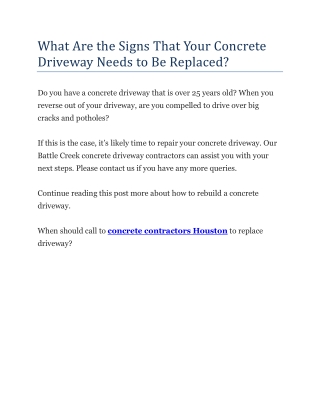 What Are the Signs That Your Concrete Driveway Needs to Be Replaced