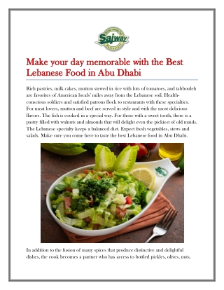 Make your day memorable with the Best Lebanese Food in Abu Dhabi