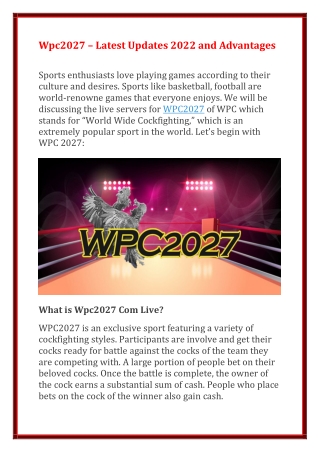 Wpc2027 – Latest Updates 2022 and
