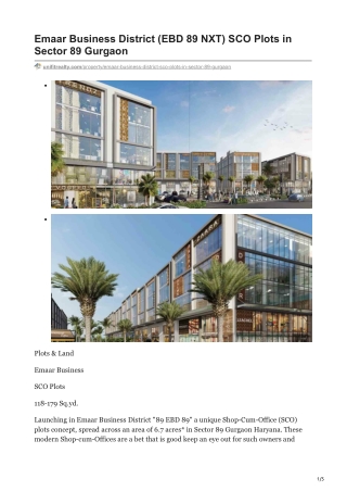 Emaar Business District in Sector 89 Gurgaon