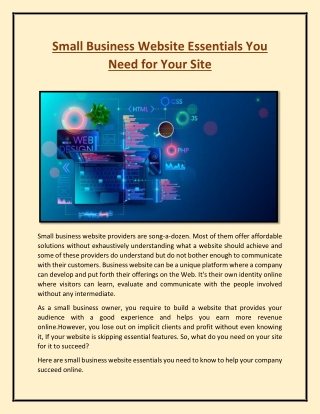 Small Business Website Essentials You Need for Your Site