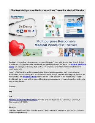 The Best Multipurpose Medical WordPress Theme for Medical Website