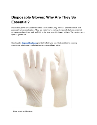 Disposable Gloves: Why Are They So Essential